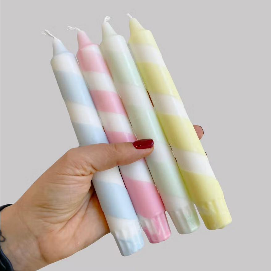 Dip Dye Stripe Dinner Candles